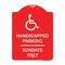 Signmission Handicapped Parking-Sundays W/ Graphic, Red & White Aluminum Sign, 18" x 24", RW-1824-23917 A-DES-RW-1824-23917 - alternate 1